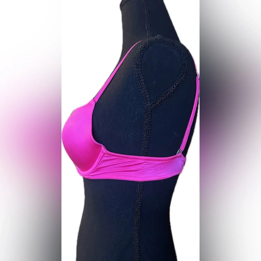 PINK Victoria's Secret Vibrant Pink Satin Push Up Bra. Women’s size 34A